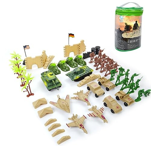 Uposao Juego de 64 figuras de acción de soldado militar de plástico, grupo de batalla, modelo de figuras militares, juguete educativo para niños y niños