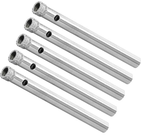 CoCud Punte da Trapano per Seghe a Tazza Diamantate, Diametro di Foratura 5mm / 3/16, Punta da Trapano in Acciaio al Carbonio Nichelato per Piastrelle Ceramica Marmo Pietra 5pz