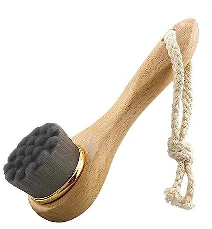 Mipcase Brosse Nettoyante Visage Avec Manche En Bois De Hêtre 15Cm Fibre Nanotechnologique Pour Nettoyage Profond Et Exfoliation Adaptée À Types De Peau