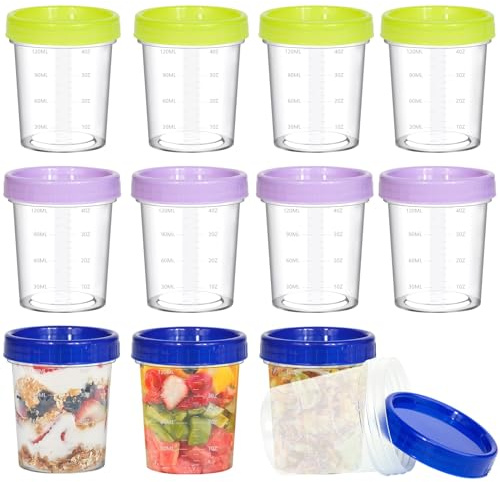 Surflyee 12PCS Small Food Container with Lid, 4OZ Small Pot with Graduation