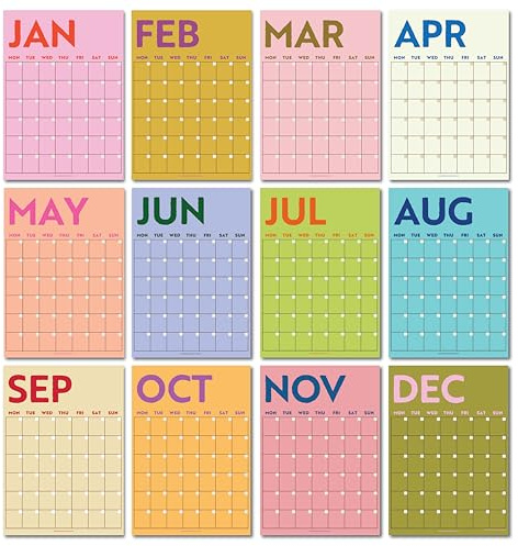 Good Tuesday - 12x A3 Extra Large Colourburst Wall Planner - Undated, 12 Months, January - December - Flexible and Versatile Design - 100% Recycled and Recyclable Paper - UK Made