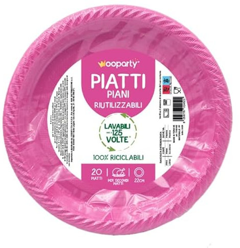 WOOPARTY Piatti piani fucsia 20pz 22cm