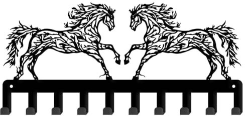 SUPERDANT Porte Clef Mural avec Branche de Cheval Décoratif 10 crochet pour Porte Clé Mural Support Clef Mural Décoration Murale de Cuisine Porte Clés Cintre pour Laisse de Chien 15x33cm