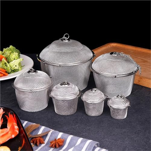Setaccio per farina, 5 dimensioni, in acciaio inox, per tè e spezie, a forma di uovo, infusore per tè in metallo, con manici, coperchio, setaccio per farina, per cottura al forno (D)