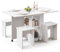 Mondeer Folding Dining Table and Chairs Set 4, Drop Leaf Table for Small Spaces with 4 Chairs, Foldable Table with Storage Shelf, for Kitchen Dining Room (White)