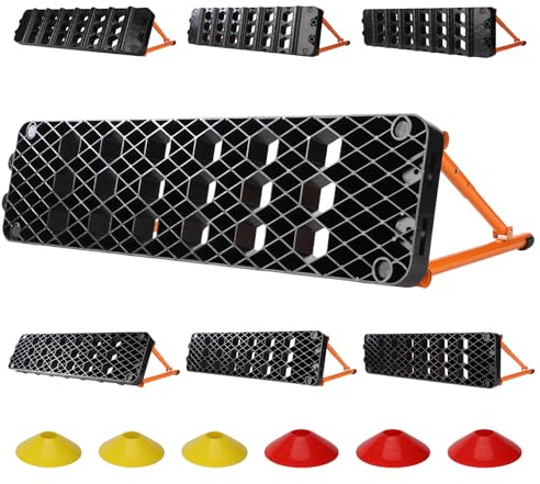 6-in-1 Soccer Rebounder Board with 6 Training Cones, Portable Dual-Surface Kickback Wall with 3 Adjustable Angles (60°/75°/90°) for Passing, First-Touch & Reaction, Backyard Soccer Training Equipment
