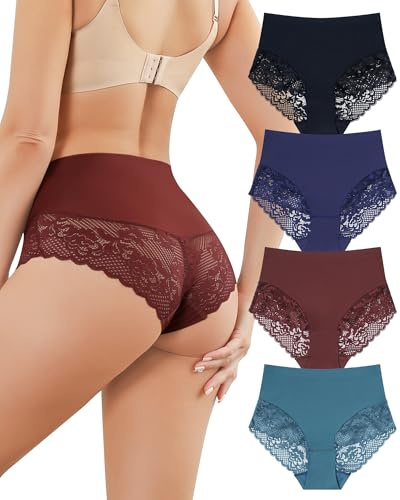 Aijolen Culotte sans Couture Femme Invisible Taille Haute Slip Dentelle