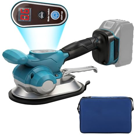 Batteria vibrante per piastrelle, compatibile con batteria Makita da 18 V (senza batteria), piastrellista con 6 marce regolabili, ventosa da 20 cm, forza adesiva da 200 kg, display digitale e borsa in