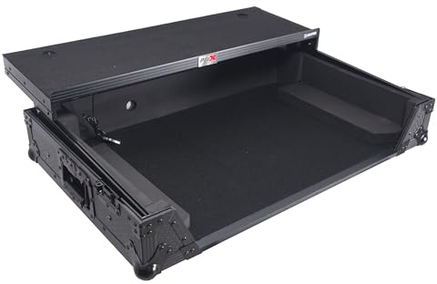ProX XS-RANESYSONEWLTBLLED Flight Case for RANE System One DJ Controller, Sliding Laptop Shelf, 1U Rack Space, Wheels, LED Shelf Light, ATA-300 Road Case, Black Honeycomb Digital