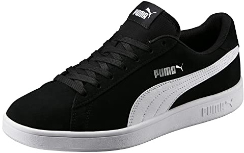 PUMA Smash V2, Baskets Mixte, Puma Noir Puma Blanc Puma Gris Métallisé, 45 EU