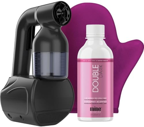 MineTan Bronze Babe - Kit Personal de Bronceado en Aerosol Negro - Máquina Portátil para Bronceado en Casa Con Solución