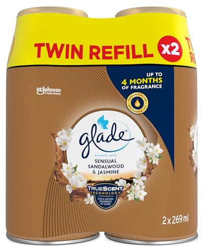 Glade Automatic Air Freshener Refills, Odour Eliminator & Room Spray, Sandalwood & Jasmine, Duo Pack (2 x 269ml)
