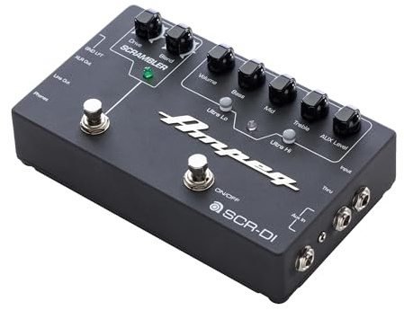 AMPEG SCR-DI Preamplificador de Bajo – Pedal de previo combinado circuito con Scrambler Overdrive, filtros Ultra-Hi/Ultra-Lo, salida XLR balanceada y chasis metálico – Negro