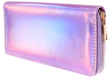 TENDYCOCO Brieftasche holographische Reißverschluss Lange Brieftasche Kreditkarteninhaber Clutch Bag für Frauen