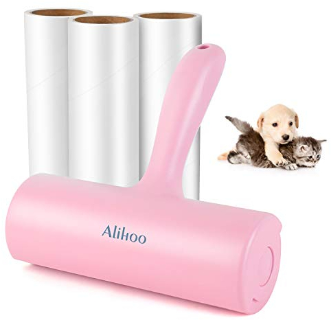 Alihoo Pet Fusselrolle, Fusselrolle mit Griff und 3 Ersatz-Rollen, 240 Blatt,schnelles und einfaches Entfernen von Tierhaaren, Staub und Flusen