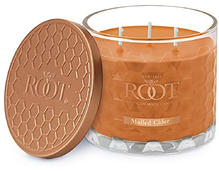 Root Candles Fall Scented Candles Honeycomb Glass Premium 3-Wick Handcrafted Beeswax Blend Candle, 12-Ounce, Mulled Cider