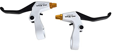 freneci 1 Paar Hebel Teile Aluminiumlegierung Multicolor Set Ersatz 2,2 cm Dia. Verstellbarer Bremsgriff 2.5 Finger für Hybrid Mountainbike BMX RAST Bike MTB - Schwarz weiß Golden