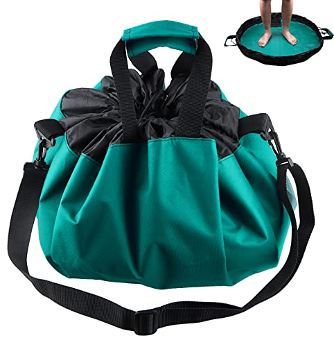 Wetsuit Wickelunterlage, tragbare große Strand nasse Kleidung Trockentasche wasserdichte Wickelunterlagen mit Schulter- und Griffgurt für Surfen, Schwimmbad, und Outdoor-Wassersportarten, Grün