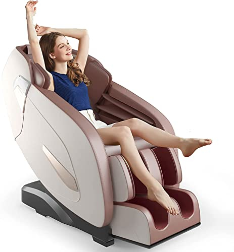 GOPLUS Elektrischer Massagesessel, 3D Shiatsu-Massage Relaxsessel mit Airbags & Fußrollen, Verstellbarer Massagestuhl mit Wärmefunktion & Zero Gravity, für Zuhause Büro (Kaffee)