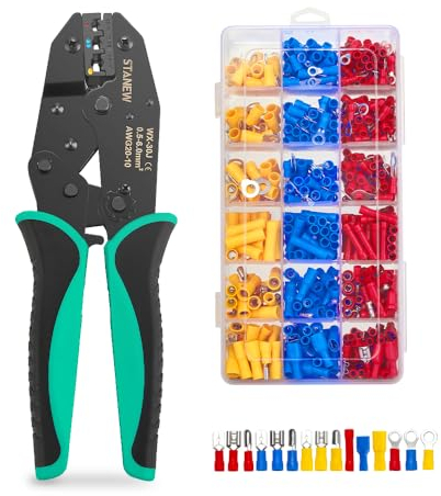 Pince à Sertir Kit STANEW,700 Pièces Cosse Electriques à Sertir de AWG20-10(0,5-6 mm²) Cosses à Sertir (Model 1)