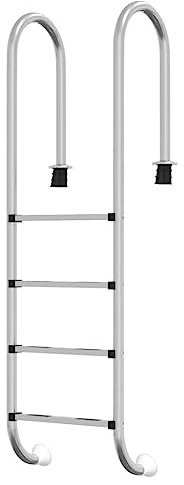 vidaXL Échelle de Piscine, Escabeau de Piscine avec Marches Antidérapantes, Escalier de Piscine avec Mains Courantes Spa Parc, Acier Inoxydable 304
