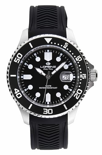 Lorenz - Orologio Sportivo da uomo al quarzo- Easy Time Sport 030263AA - Orologio in gomma Sub 100m