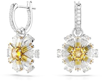 Swarovski Idyllia Drop-Ohrhänger, Gelbe, Rhodinierte Ohrringe im Blumen-Design mit Strahlenden Swarovski Kristallen