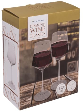 Out of the blue Copas de vino Diamond, 430 ml, aprox. 23,5 x 8 cm, juego de 2 unidades (en caja de regalo)