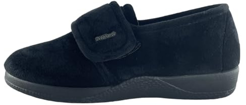DeValverde Zapato Invierno para Mujer Pies Delicados - Anatómica Flexible y Ligera con Velcro - Terciopelo - Suela Antideslizante - Plantilla Acolchada - 35-42EU (Negro, 36)
