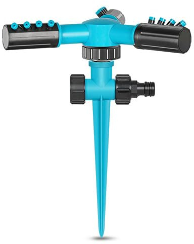 MKNZOME Rasensprenger, Automatische 360 Grad Rotierende 3 Arm Garten Sprinkler Kreisregner, Großer Abdeckung, Verstellbarer, Wassersprenger Bewässerungssystem für Garten, Rasen, Pflanzen, Gemüse#1