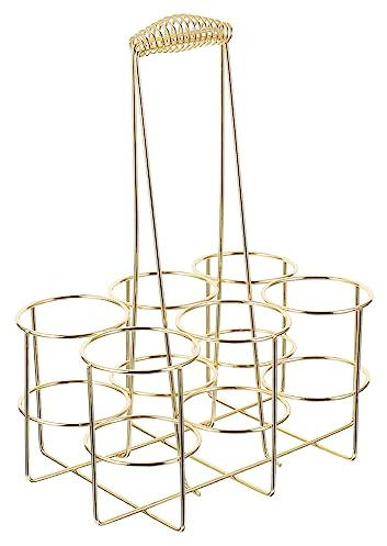 Alipis Metal Alloy Beer Bottle Carrier Crate Handle Small Gold Portable Beer Basket for Bbq and Outdoor Use
