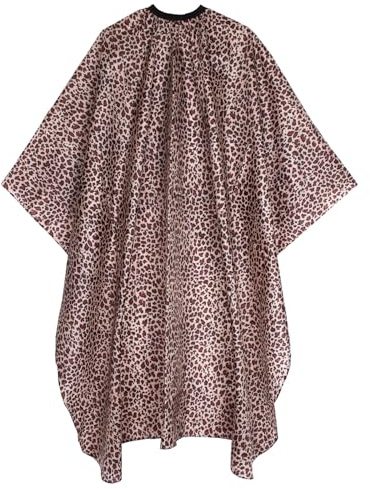 Waterproof Leopard Hair Cutting Cape - 64 x 56 Salon Cape with Adjustable Neckline for Professional Stylists and Home Use
