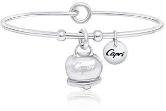Maglione Gioielli Campanella Capri originale bracciale rigido Campanella di Capri Portafortuna in acciaio rodiato oro bianco con leggenda della Campanella di Capri regalo donna mamma