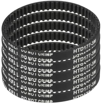 sourcing map 5pcs HTD-3M Rubber Timing Belt 59 Teeth, 177mm Pitch Length x 6mm Width x 2.4mm Height, Closed Loop Pulley Timing Belt