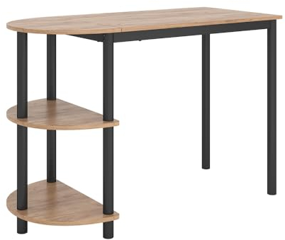 Vicco Küchentisch Freetown, Goldkraft Eiche/Schwarz, 110 x 50 cm mit offene Ablagen