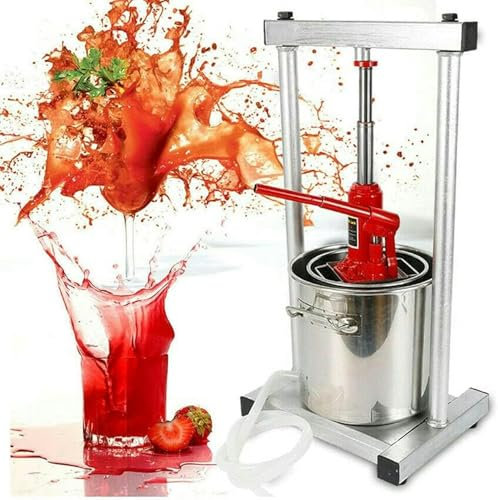 HOTAPEPU Prensa de Frutas de 12L, Prensa de Acero Inoxidable, exprimidor de Frutas, Prensa de Vino, Prensa de Manzana, Molino de Frutas, Prensa de puré de Jugo~/