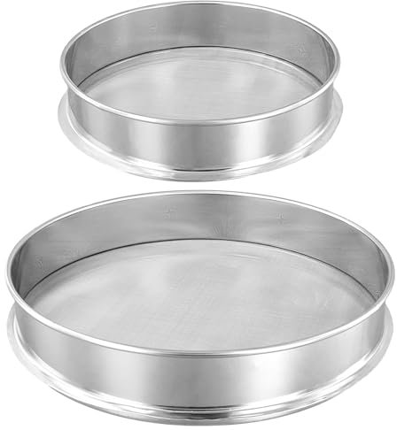 NAMYEUT 2 filtri per farina 80 mesh e 120 mesh, set di setacci per farina in acciaio inox, a maglia fine, 20 cm e 30 cm di diametro, colino da cucina per farina, zucchero a velo