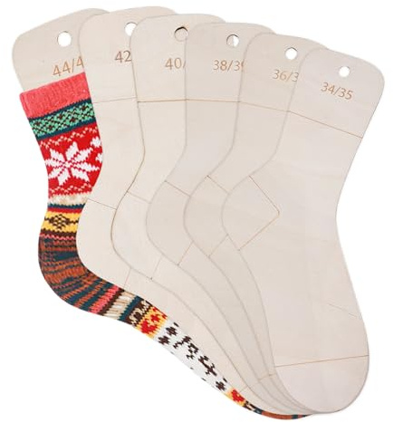Sporgo Lot de 6 planches à chaussettes : taille 36-45 - Règle à tricoter - Planches à chaussettes avec indication de taille - Pochoir pour chaussettes, tendeurs de chaussettes, bloque-chaussettes