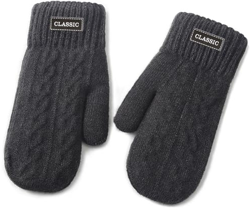Oneshlee Moufles en tricot pour homme - Chaudes - En polaire - Pour l'hiver - En coton - Pour le camping, l'extérieur, le vélo