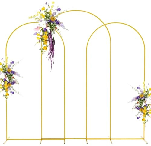 Arco para globos estructura Soporte metálico for fondo de arco, juego 3 soportes dorados (2,2 m y m), marco for boda, soporte for globos(4ft)