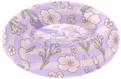 Härlig blomma lila rand husdjur kattbädd halkfri fluffigare ortopedisk hundbädd för medelstora husdjur som sover