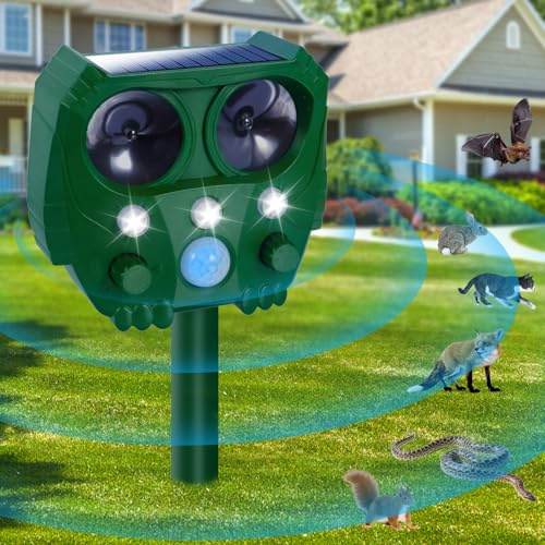 XUNIVERS Repellente Gatti,Ultrasuoni per Gatti,Ricarica solare e USB - Frequenza Regolabile - Impermeabile,uovo Ultrasuoni Solare Repellente Gatti Repeller per Piccioni,Uccelli,Cani,Topi,Volpi