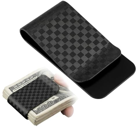 Real Carbon Fibre Money Clip for Men Ultra Slim Wallet Credit Card Holder | Lightweight Money Holder Minimalist Wallet Alternative Anti-Scratch Business Cash Clip for Front Pocket Included (Black)