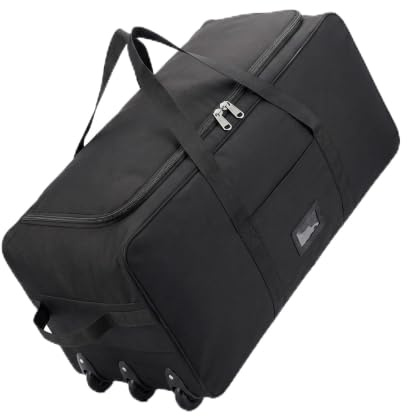 seyfocnia Rolling Duffle Bag with Wheels, Large Foldable Wheeled Travel Duffle Bag for Men Women, Waterproof Travel Luggage Bag Carry on Duffel Bag for Travel Gym Camping Moving Weekend, Black