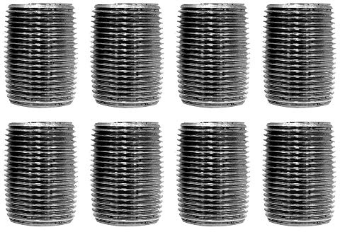 PIPE DECOR 3/4” x 1” Black Steel Plumbing Pipe, Pre Cut, Industrial Steel Grey Fits Standard 3/4 Inch Threaded Black Malleable Iron Fittings, Build Vintage DIY Furniture, 8 Pack