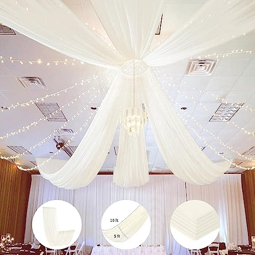 Tende da soffitto avorio 6 pannelli 1,5 mx3,0 m di nozze arco drappeggio tessuto chiffon tende da sposa addobbi per matrimonio decorazioni per tende con asta tasca