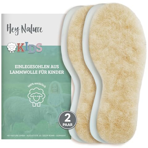 Hey Nature 2 Paar Lammwolle Einlegesohlen Kinder Winter/warme Schuheinlagen Winter Kinder. Mit Einlegesohlen Winter warm gestalten. Für Winter Gummistiefel Kinder, Wolle statt Lammfellsohle Kinder