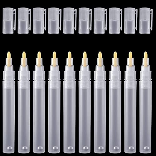 RUNRAYAY 10 unidades de rotuladores de retoque de pintura en blanco vacíos de 0.118 in, rotuladores de pintura de cabeza redonda de acrílico transparente para aceite, agua, tinta, dibujo, manualidades