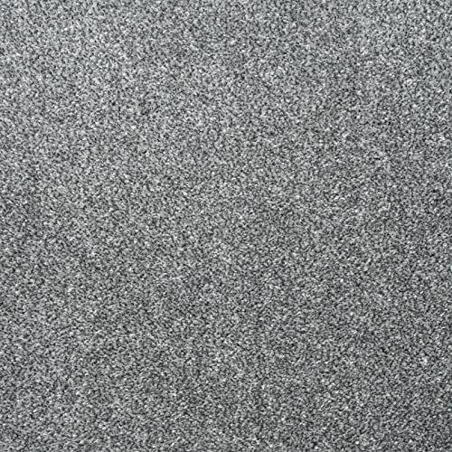 247Floors Budget Saxony Feltback Carpet Flecked 14mm Stain Resistant Bedroom Lounge (Grey - 4m x 6.5m)