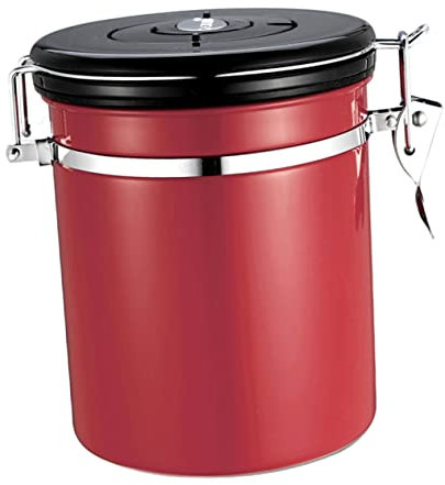 Amosfun Contenitore Per Chicchi Di Caffè e Tè in Acciaio Resistenti Lattine Sigillate Per Conservazione Alimentare Utensile Da Cucina Per Casa Rosso